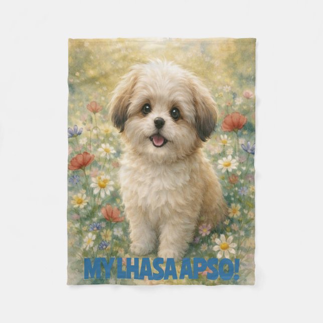 Lhasa Apso Puppy Fleece Blanket (Front)