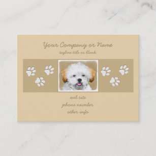 Lhasa Apso Puppy Painting - Cute Original Dog Art Business Card
