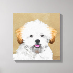 Lhasa Apso Puppy Painting - Cute Original Dog Art Canvas Print