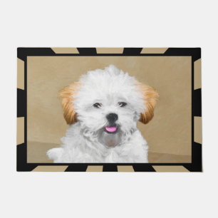Lhasa Apso Puppy Painting - Cute Original Dog Art Doormat