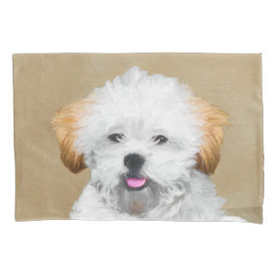 Lhasa Apso Puppy Painting - Cute Original Dog Art Pillowcase