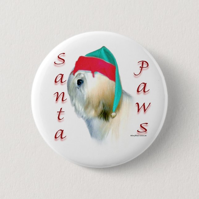 Lhasa Apso Santa Paws 6 Cm Round Badge (Front)