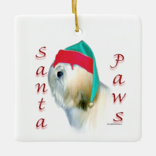 Lhasa Apso Santa Paws Ceramic Ornament