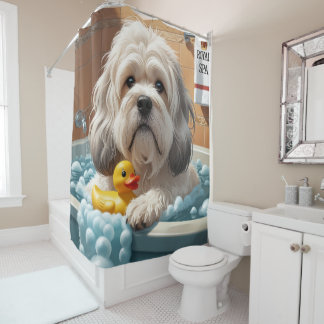 Lhasa Apso Sloppy Sleepy Cute Funny Shower Curtain