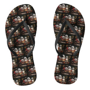 Lhasa Apso Snowy Sleigh Christmas Decor Jandals