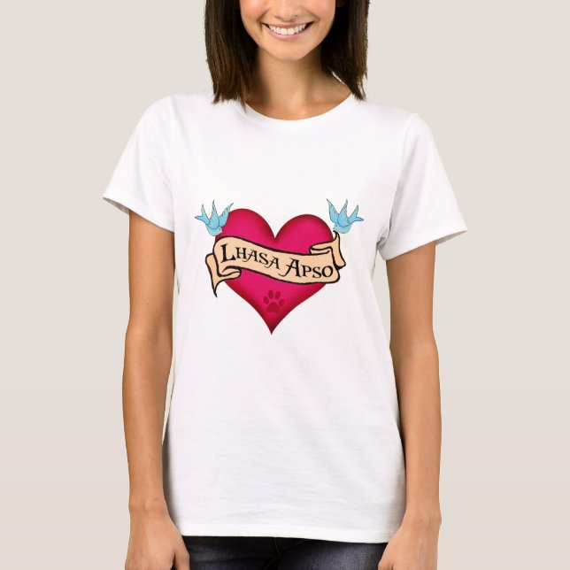 Lhasa Apso Tattoo Heart T-Shirt (Front)