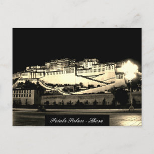 Lhasa at night - Potala Palace, Castle, Tibet Postcard