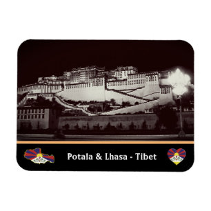 Lhasa at night - Potala Palace, Tibet /vintage Magnet