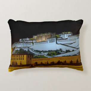 Lhasa & Potala Palace at night, Tibet (Himalayas) Decorative Cushion