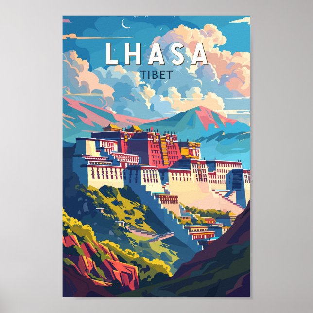Lhasa Tibet Travel Art Vintage Poster (Front)