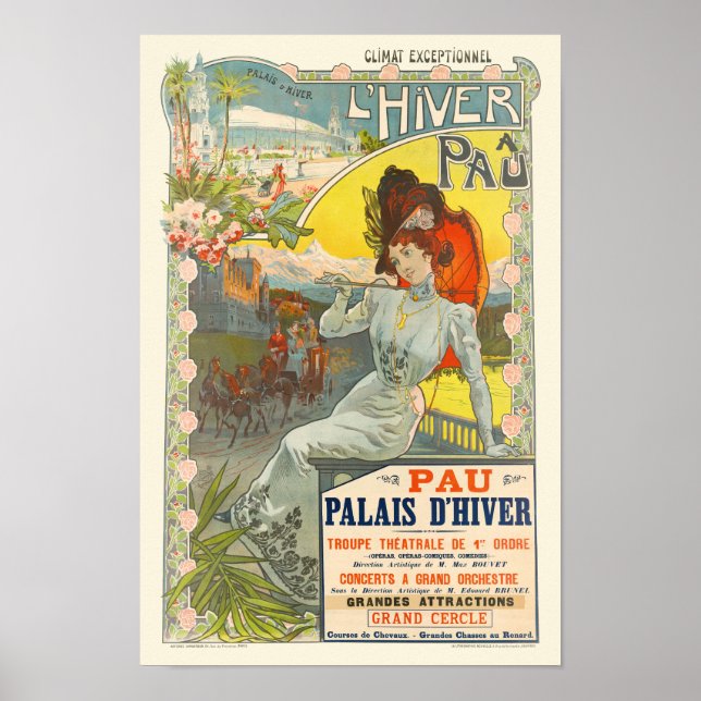 L'Hiver à Pau France Vintage Poster 1900 (Front)