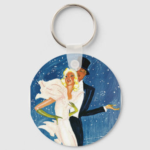 L'Hiver Monte Carlo Monaco Vintage Travel Poster Key Ring