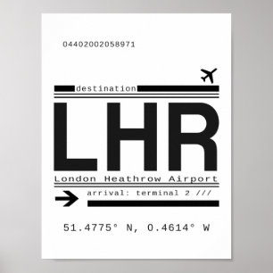 LHR London Heathrow Airport Call Letters Poster