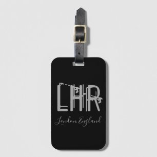 LHR London Heathrow Airport Typography Luggage Tag