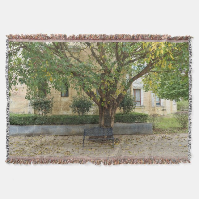 Li Garden Series: Echoes Beneath the Tree Throw Blanket (Front)