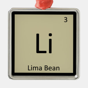 Li - Lima Bean Chemistry Periodic Table Symbol Metal Tree Decoration