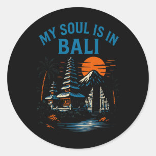 Li Palm Trees My Soul Is In Li Vintage Womens Beac Classic Round Sticker