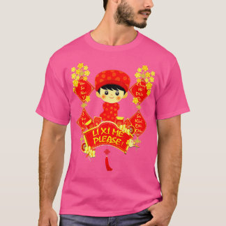 Li Xi Me Please Vietnamese Red Cute Ao Dai Boy Flo T-Shirt