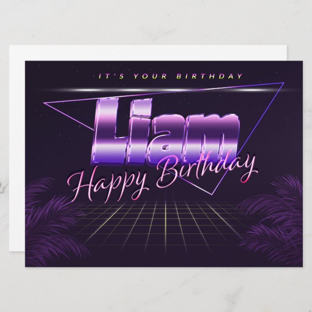 Liam Name First name lila retro card Birthday (Front/Back)