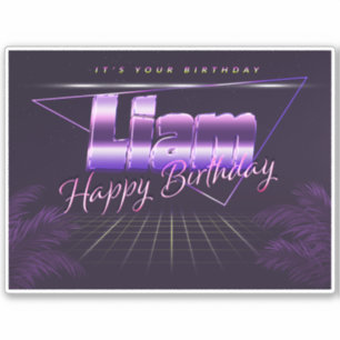 Liam Name First Name lila retro Sticker Birthday