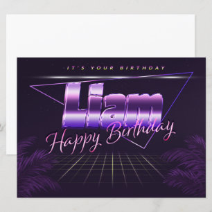 Liam Name Vorname lila retro Karte Geburtstag Card