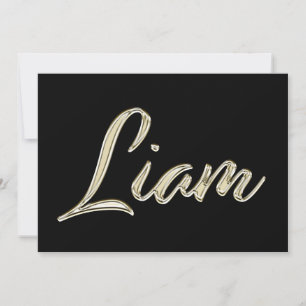 Liam Name white gold Handwriting Card
