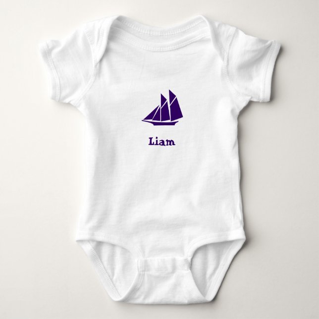 Liam's boat baby bodysuit (Front)