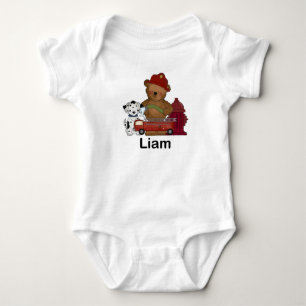 Liam's Little Fire Bear Personalised Gifts Baby Bodysuit