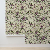 Liana plant pattern with purple Clematis blossom