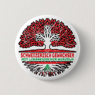 Libanon Libanesisch Schweizer Schweiz Baum Wurzel 6 Cm Round Badge