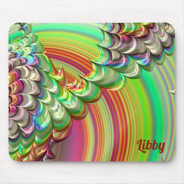 LIBBY ~ A Multitude of Zany Shades Fractal Pattern Mouse Pad (Front)