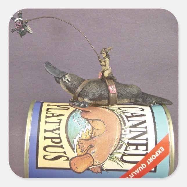 libby on a platypus on a sticker (Front)