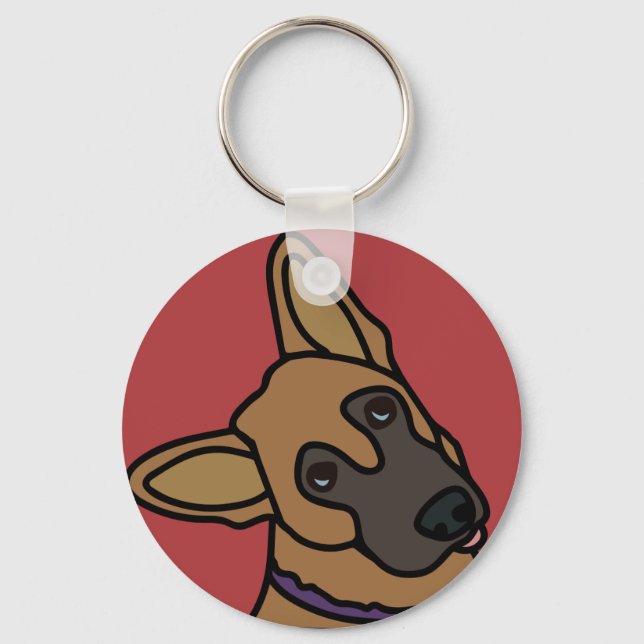 Libby the German Shepherd Dog Cartoon Key Ring (Front)