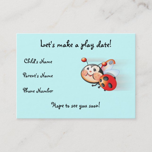 Libby the Ladybug Play Date Card (Front)