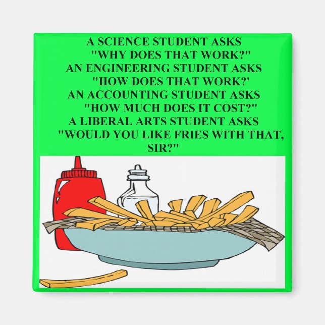 liberal arts science fast food joke magnet (Front)