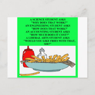 liberal arts science fast food joke postcard