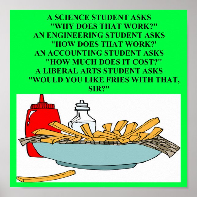 liberal arts science fast food joke poster (Front)