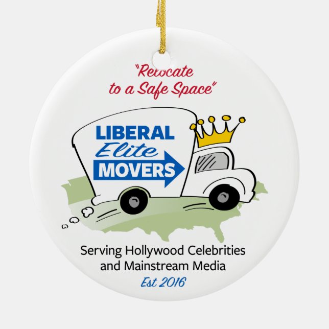Liberal Elite Movers Ceramic Tree Decoration (Back)