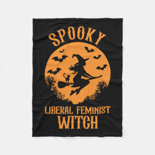 Liberal Feminist Witch Feminist Vintage Halloween  Fleece Blanket