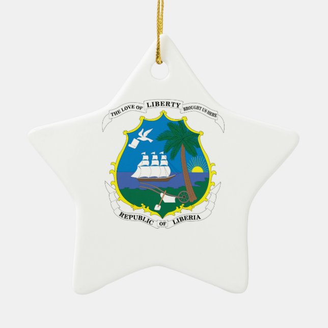 Liberia Coat of Arms Ceramic Tree Decoration (Front)