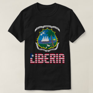 Liberia Flag and Coat Of Arms Patriotic T-Shirt