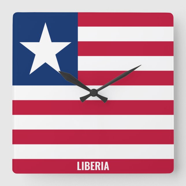 Liberia Flag Dazzling Patriotic Square Wall Clock (Front)