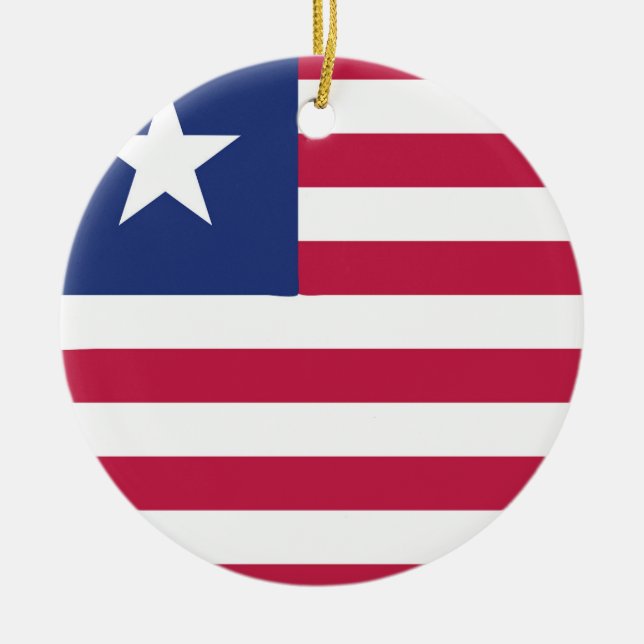 Liberia Flag Emblem Ceramic Tree Decoration (Front)