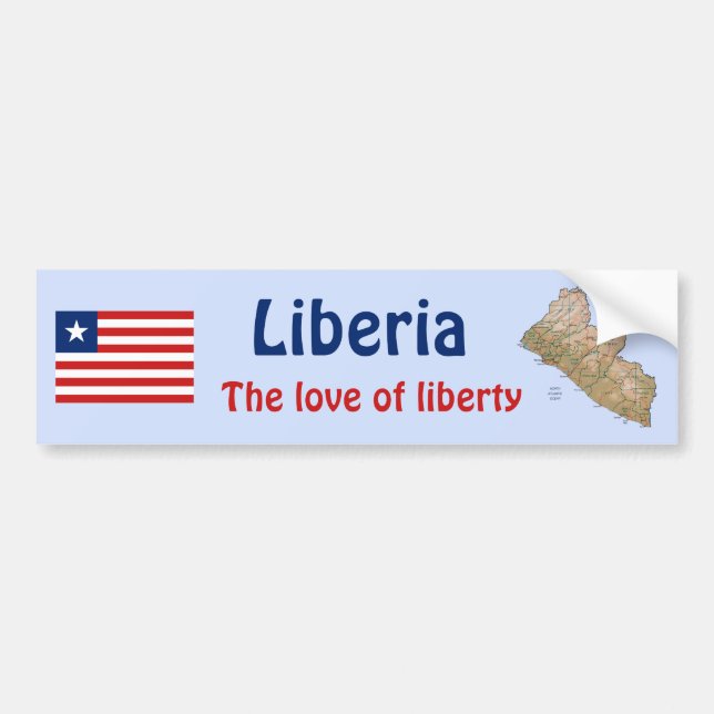 Liberia Flag + Map Bumper Sticker (Front)
