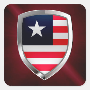 Liberia Metallic Emblem Square Sticker