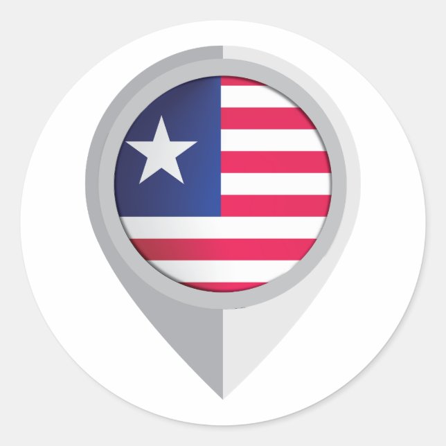 Liberia Pin Location Flag Classic Round Sticker (Front)