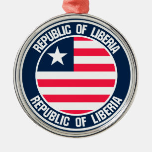 Liberia Round Emblem Metal Tree Decoration