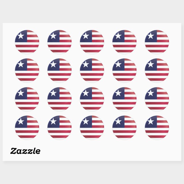 Liberia  Round Icon Flag Classic Round Sticker (Sheet)