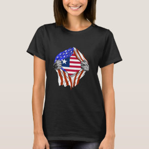 Liberia USA America Chest Liberian Roots Liberian T-Shirt