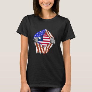 Liberia USA America Chest Liberian Roots Liberian T-Shirt